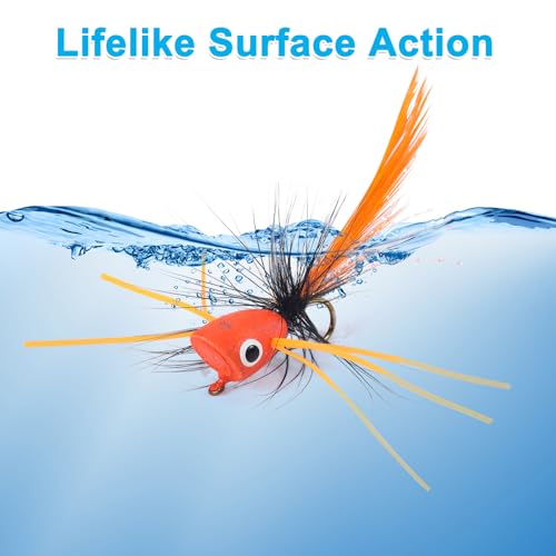 Fly Fishing Poppers Flies, Fly Popper Lures Bass Bluegill Crappie Trout Salmon Panfish Perch Popper Flies Kit for Fly Fishing - color: 20pcs Fly Fishing Poppers