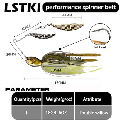 Spinnerbaits Fishing Lures, Bass Fishing Lures Weighted Spinner Baits Buzzbait, Hard Metal Lure Topwater Swimbait Jig for Trout Salmon Pike Bass Saltwater Freshwater Saltwater - color: A
