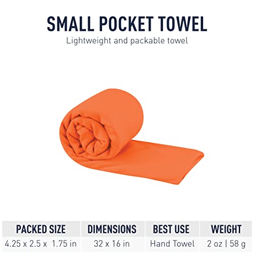 Sea to Summit Portable Pocket Towel for Camping, Gym, and Travel - color: Outback Orange, style: Small