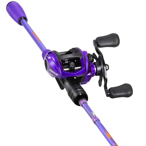 Sougayilang Baitcaster Combo –IM6 Graphite M/MH 2-Piece Rod, Stainless Steel Guides with Ceramic Rings,6.3:1 Gear Ratio High Speed Reel for Bass,Walleye, Catfish, Panfish Fishin - size: Left hand-7'0''-Medium Heavy
