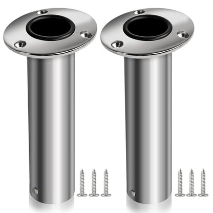 2 Pack Fishing Rod Holders, Heavy Duty Stainless Steel Flush Mount Rod Holders with Liner, Available in 15° 30° 90° for Boats & Yachts