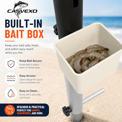 1/2 Pack Aluminum Surf Fishing Rod Holder, Heavy Duty Sand Spike with Bait Box, Telescopic 3-Section, Lightweight and Portable, with Storage Bag - color: Rod Holder-1 Pack