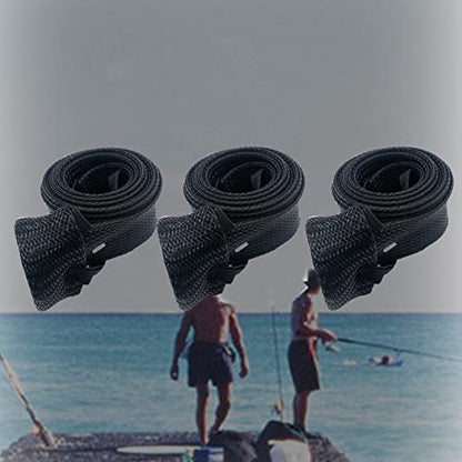 8 Pack Fishing Rod Socks Sleeves, 67 Inches Braided Mesh Rod Protector Cover for Casting/Spinning/Fly/Sea Fishing Rods (Black)