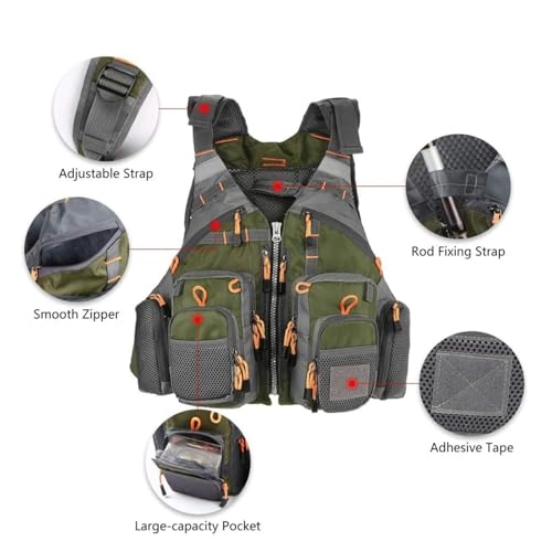 Strap Fishing Vest Adjustable for Men and Women, for Fly Bass Fishing and Outdoor Activities