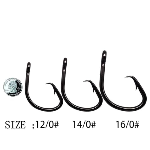 Heavy-Duty Big Game Fishing Rig 300lb Bite Proof Braided Stainless Bite Leader with Circle Hook 16/0 14/0 12/0，Saltwater Deep Sea Bottom Grouper Shark Tuna Catfish&Monster Fish (16/0)