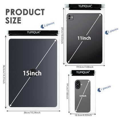 YUMQUA Clear Waterproof Bag, Waterproof Document Pouch Passport Holder Water Tight Map Case Waterproof Pouch Water Proof Small Dry Bags for Kindle Phone Tablet Camera, Kayak Boat PaddleBoard - color: Black-5Pack