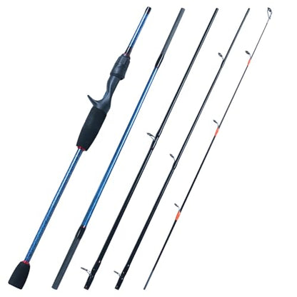 Travel Fishing Rod,6'0-8'0, 5 Piece Portable Spinning/Casting Rod, Carbon Fiber Graphite Fishing Pole, ML/M Fast Action, Anti-Tangle Guides, Solid Carbon Tip - size: E-Casting7'