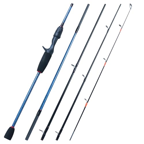 Travel Fishing Rod,6'0-8'0, 5 Piece Portable Spinning/Casting Rod, Carbon Fiber Graphite Fishing Pole, ML/M Fast Action, Anti-Tangle Guides, Solid Carbon Tip - size: H-Casting8'