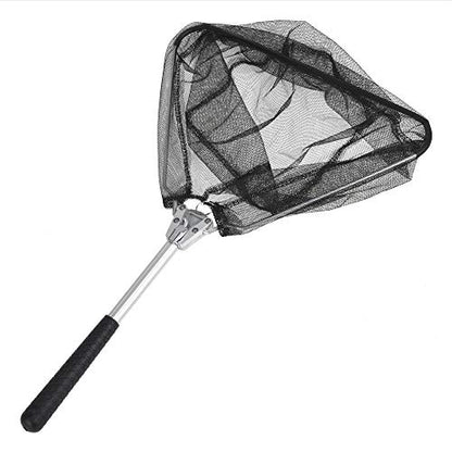Aluminum Triangle Mini Fly Fishing Landing Net - Foldable Hand Fishing Net with Ergonomic Handle for Anglers