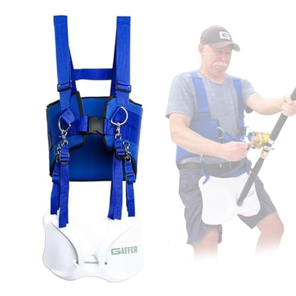 GAFFER SPORTFISHING Adjustable Fishing Belt & Shoulder Harness - Safety Buckle with Foam-Padded Straps Fish Rod Holder - color: Shoulder Harness - Blue