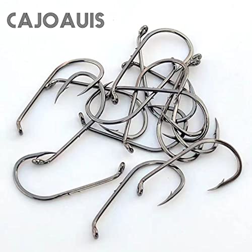 Baitholder Fishing Hooks 100pcs/ Pack Barbed Shank Down Eye Fishing Offset Hooks(8#-6/0) - size: 4#-100PCS