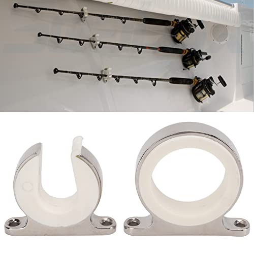Fishing Rod Holder Bracket, 2PCS Stainless Steel Horizontal Wall Mounted Fishing Rod Rack Ceiling Storage Fishing Pole Holder for Garage/Cabin/Basement/Marine/Automobile/Truck/RV
