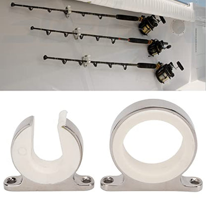 Fishing Rod Holder Bracket, 2PCS Stainless Steel Horizontal Wall Mounted Fishing Rod Rack Ceiling Storage Fishing Pole Holder for Garage/Cabin/Basement/Marine/Automobile/Truck/RV