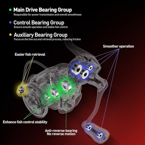 Handing M1 Elite Spinning Reels Fishing Reels Spinning 13.23 Lbs Max Drag Screw-in Handle Slow Oscillation System 5.2:1 Gear Ratio 9+1 Stainless BB Size 1000-4000 - size: Size 2000