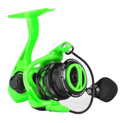 KastKing Zephyr Spinning Reels – 7+1/6+1 BB – Carbon Fiber Drag – Stainless Steel Shaft – Aluminum & CNC Spool – Black/Green/Orange – Sizes 500/1000 SFS – ICE Fishing Ready Reels! - color: Standard-Green, size: 500