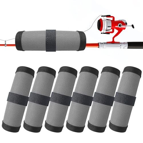 Tioncy 6 Pack Fishing Lure Covers 6 Inch Bait Gloves Lure Wrap Fishing Hook Cover Easily See Bait Storage Protector Guard to Keep Fishermen Safe for Rod - color: Gray
