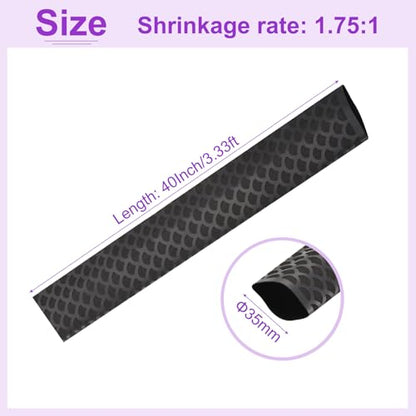 DMiotech Heat Shrink Sleeve Wrap Tubing x Tube Tubing for Fishing Rod Grips and Other Grips, Non Slip - Insulation - Waterproof 40'' Lengths, Dia 35mm Black Scales - color: Black Scales, size: Dia 35mm