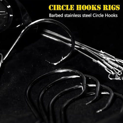 YOTO Circle Hook Rigs, 25PCS Saltwater Steel Octopus Hooks with Leader Wire – Ready-to-Fish Setup for Catfish and Bass - color: 3/0-25pcs
