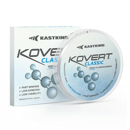 KastKing Kovert 100% Fluorocarbon Fishing Line - Clear Fishing Leader, High Sensitivity, Strong Knot Strength, Shock & Abrasion Resistant, Extreme Clarity, Ultra-Low Visibility, Fast Sinking - color: Kovert Classic (Durable & Abrasion Resistant）, size: 12