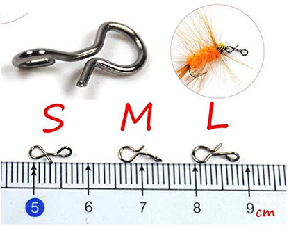 Greatfishing Fly Fishing Snaps Stainless Steel Quick Change, Fast Easy Fly Hook Snap, Combo Hook Snaps - color: 150pc 3 sizes snap combo
