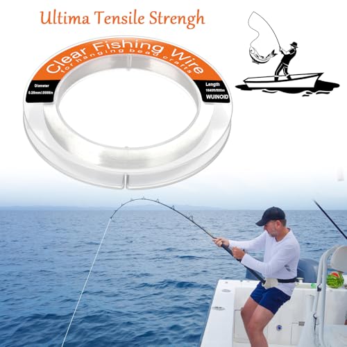 Clear Fishing Line Wire 755 ft, Invisible Monofilament Fishing Line Wire, Nylon String for Hanging Balloons Garland Crafts Picture Decorations, Clear String Threads Cords WUINOID - style: 0.25mm/1640ft