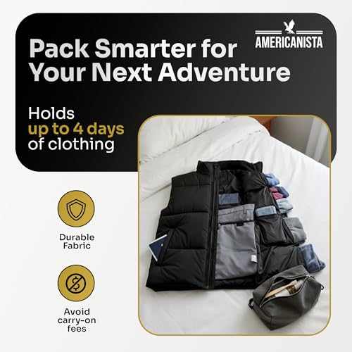 Smart Travel Vest for Men & Women with 12 Hidden Pockets | Avoid Carry-on Fees | Holds 4 Days of Clothes - size: Large