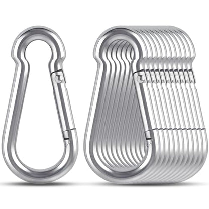 KATUMO 2 Inch Carabiner Clip, 304 Stainless Steel Spring Snap Hook, 207LBS Holding Capacity Quick Link Clip, Small Metal Clips for Key Chain Flag Dog Leash Camping Hiking Fishing Hanging - size: 12 PCS