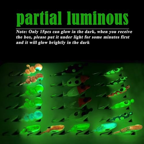 Dovesun Ice Fishing Jigs Kit Ice Fishing Lures Glow in The Dark Fishing Gear Lures 20-93Pcs Jig Head with Tackle Box for Panfish Walleye Crappie Perch Bluegil Trout - color: 20pcs