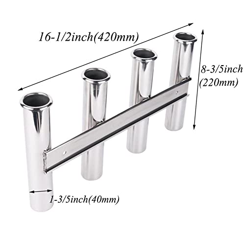 Wall-Mounted 316 Stainless Steel Rod Holder 4 Tube Fishing Pod Rack for Marine Boat Yacht Camper RV