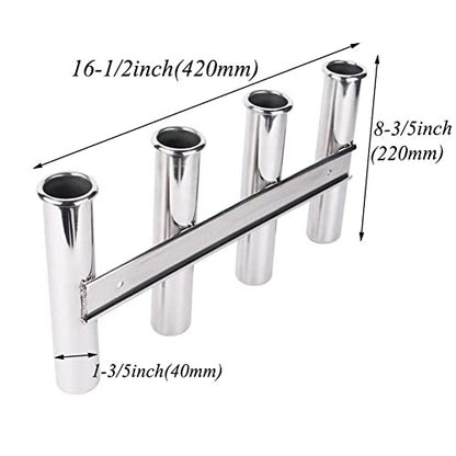 Wall-Mounted 316 Stainless Steel Rod Holder 4 Tube Fishing Pod Rack for Marine Boat Yacht Camper RV