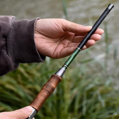 -for Compact for Mini Fishing Rod 1.2m-1.8m, Lightweight Carbon Fiber Portable Travel Pole with 28cm Storage Size for Pocket, Green