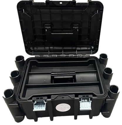 Kayak Fishing Crate - 6 Integrated Rod Pole Holders, Tackle Box Accessory Storage Area and Tray with Lockable Lid - No Assembly Required!