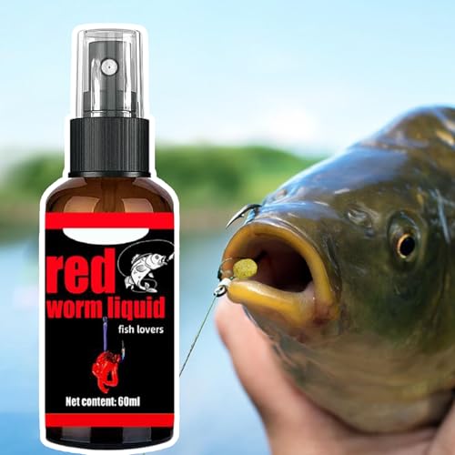 Red Worm Liquid - 60ml Fishing Bait Additive, Concentrated Angling Attractant Formula, Multifunctional Natural Scent Enhancement Booster | Catfish Carp Trout Cod Freshwater River Reservoir Outdoor
