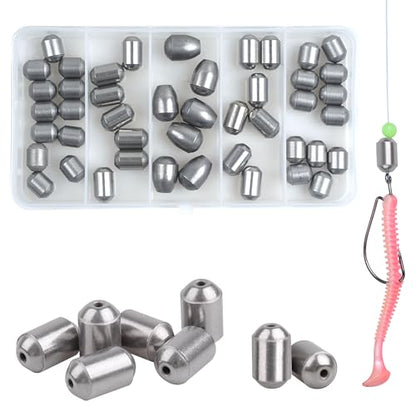 Egg Sinker Weights Assortment Kit, 45pcs Iron Sinker Weight Saltwater Casting Fishing Sinkers Set Catfishing Weights Fishing Line Bottom Rig Tackle