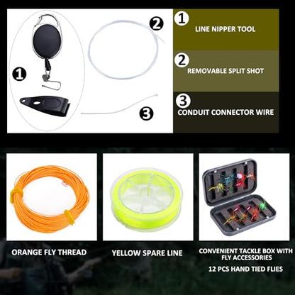 Sougayilang Fly Fishing Combo, 4 Piece Fly Rod and CNC Machined Aluminum Alloy Reel Complete Starter Package with Rod Bag - color: Fly Fishing Combo #5-Turquoisee
