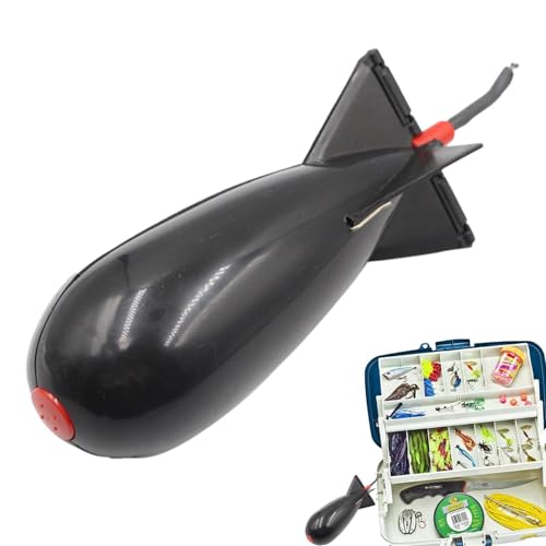 Carp Fishing Tackle, 5.5x5.5x14.5cm Rocket Shape Spod Fishing Feeders | Float Lure Bait Holder Container, Spomb Pellet Feeders for Position Outdoor Tools - color: Black