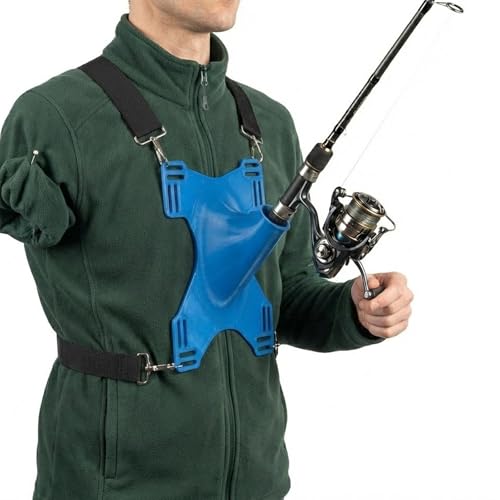 Fishing Rod Holder for Disabled & One-Handed Anglers,Adjustable Shoulder and Chest,Fishing Assistance Equipment Suitable for People with Limited Grip Strength(Blue)
