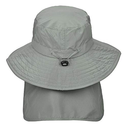 Catalonia Sun Hat for Men,Outdoor Wide Brim Hat with Neck Flap Cover for Fishing Hiking Safari Gardening - color: Grey / Side Mesh