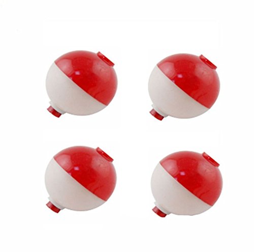 50Pcs Fishing Bobbers Floats,1 inch Hard ABS Bobber for Fishing Snap-on Round Fishing Floats Red and White Fishing Bobbers Bobs Fishing Party Decorations