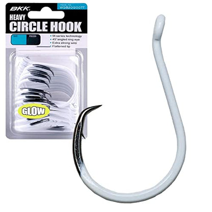 BKK Offset Heavy Circle Glow Hook 25-Pack | 2X | Glow in The Dark | Needle Point - size: 5/0#