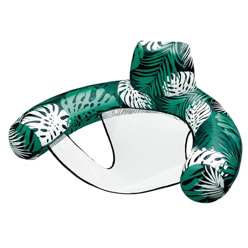 SLOOSH Inflatable Pool Floats Adult,Lounge Chair Adult with Plant Pattern,Floating Water Hammock,Blow up Pool Noodles Rafts for Relaxing Swimming Party Summer Water Beach Lake Fun - color: Green