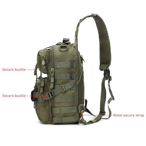 Tactical Sling Bag Backpack Military Rover Shoulder Sling Pack EDC Molle Assault Range Bag Crossbody Chest Pack (Army Green) - color: Army Green