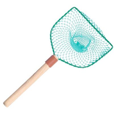 GALPADA Portable Fishing Net with Wood Handle 30Cm Large Mesh Landing Net for Freshwater Fish Catching Suitable for Recreational and Household Use