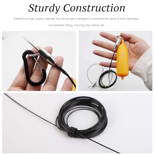 Fish Stringer with Snaps, Stainless Steel Fishing Lock Snap for Freshwater and Saltwater Anglers, Kayak Boat Fishing, Outdoor Enthusiasts - size: 4M