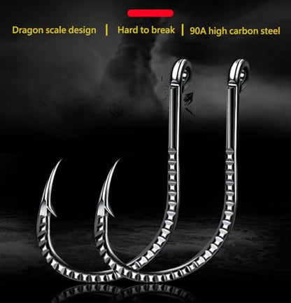 AMHDV Circle Fishing Hooks Circle Hooks Saltwater Freshwater, Dragon Scale Design Octopus Barb Fish Hook - size: 1/0#, style: 100pcs
