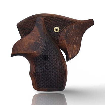 J Round Revolver Grips Compatible with S&W, Real Wood Gun Grips fits Smith & Wesson J Frame Round Butt .38 Special and 9mm Revolvers/Screw Included - color: Fishscale - Brown, size: Beech Wood