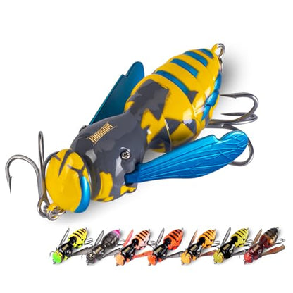 Kingdom Wasp Crawl Bait Insect Bionic Floating Fishing Lures Swimbaits Hard Artificial Baits Lure Freshwater and Saltwater Bass Carp Pike Walleye Fishing ABS Material Carbon Steel Three Book Hook - color: 07, size: 6.6g