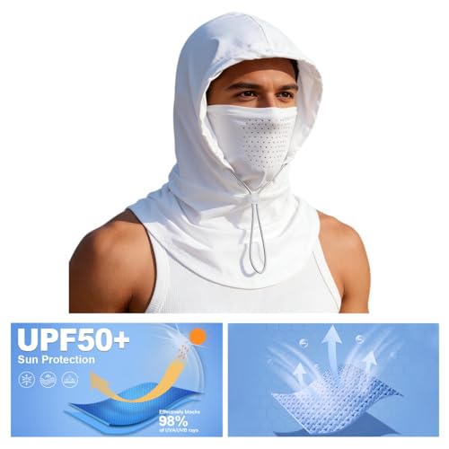 Cooling Balaclava Face Mask Sun UV Protection Hood Full Head Mask Face Cover with Breathable Holes for Cycling Fishing - color: Light Gray