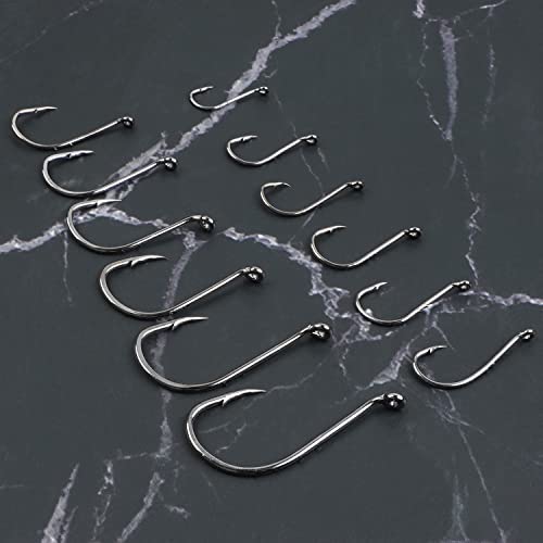 Octopus Fishing Hooks,110Pcs Baitholder Fishing Hooks Barbed Fishing Jig Hooks High Carbon Steel Bait Keep Hooks Offset Circle Octopus Hooks for Saltwater Freshwater Size #8-6/0 - size: 2#-110 pcs