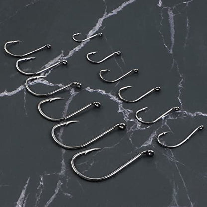 Octopus Fishing Hooks,110Pcs Baitholder Fishing Hooks Barbed Fishing Jig Hooks High Carbon Steel Bait Keep Hooks Offset Circle Octopus Hooks for Saltwater Freshwater Size #8-6/0 - size: 2#-110 pcs